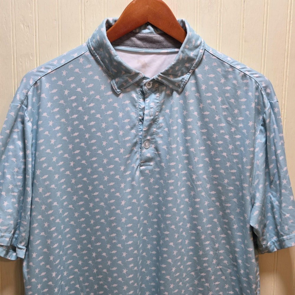 AndersonOrd Golf Polo Shirt Mens M Blue Sea Life Print Coquina Invitational Top